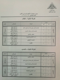 جدول محاضرات الفرقة الثانية- الفصل الدراسي الثانى 2017/2018