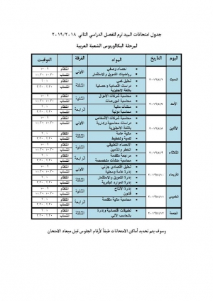 بدء امتحانات الميد ترم للشعبة العربي 6 ابريل 2019