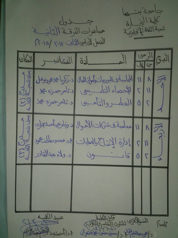 هام لطلاب الشعبة الانجليزية