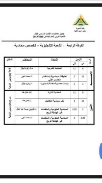 جدول المحاضرات للعام 2015/2016 الفصل الدراس الاول