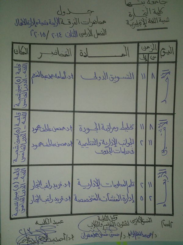 هام لطلاب الشعبة الانجليزية