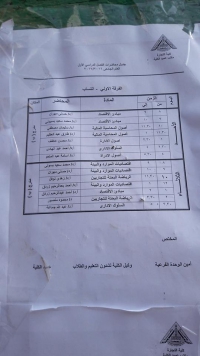 جدول المحاضرات للعام 2015/2016 الفصل الدراس الاول